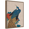 Sylvie Peacock and Peonies 1840 Utagawa Hiroshige Neutral Linen Framed Canvas by The Art Institute of Chicago
