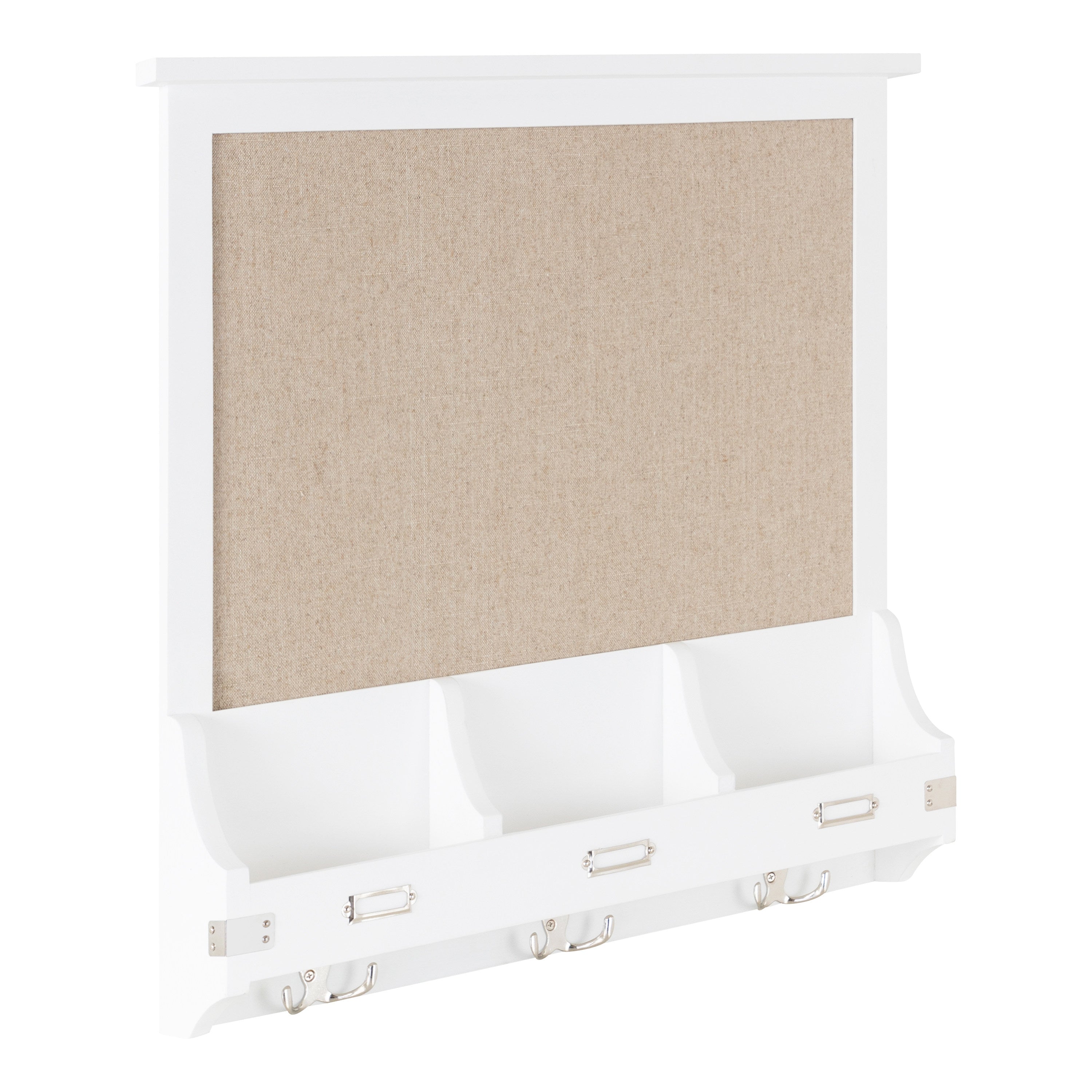 Kate and Laurel Stallard Wood Framed Wall Organizer with Fabric