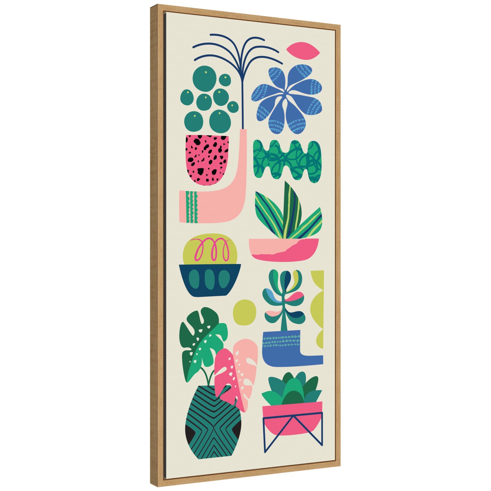 sylvie succulent Sylvie Retro Bright Floral and Succulent Tall Narrow Framed Canvas by Rachel Lee