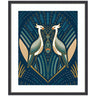 Framed Art Art Deco Herons Blue by Carey Copeland