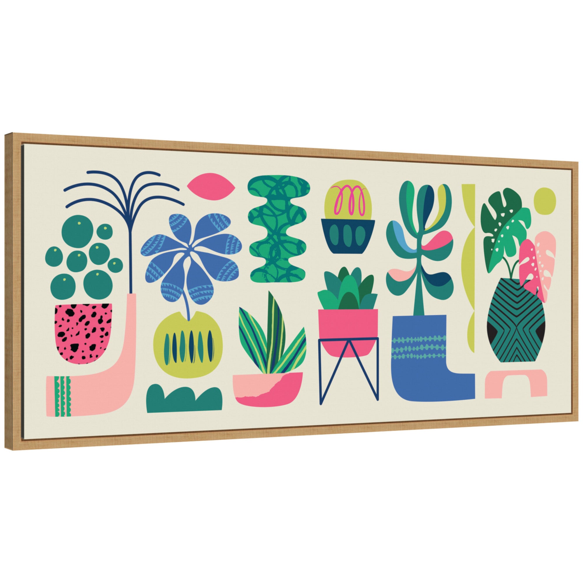 sylvie succulent Sylvie Retro Bright Floral and Succulent Panel Framed Canvas by Rachel Lee