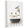 Sylvie Penguins in Classic Black and White Bath Framed Canvas by Amy Peterson