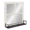 Jackson Wood Windowpane Mirror with Metal Shelf