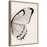 Sylvie Minimal Butterfly Watercolor Diptych Woven Neutral Linen Right Framed Canvas by The Creative Bunch Studio
