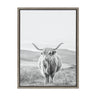 Sylvie Highland Cow Mountain Landscape Black and White Framed Canvas by The Creative Bunch Studio