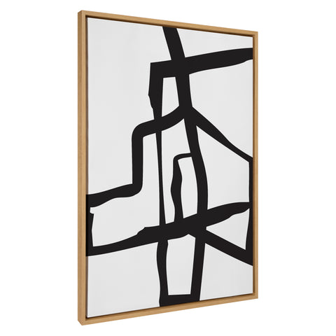 Sylvie Bold Sophisticated Abstract Black Stroke Framed Canvas by The Creative Bunch Studio