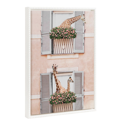 Sylvie Beaded Giraffe Neighbors Framed Canvas by July Art Prints