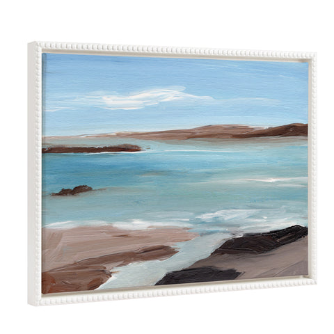 Sylvie Beaded Seaboard Framed Canvas by Nikita Jariwala