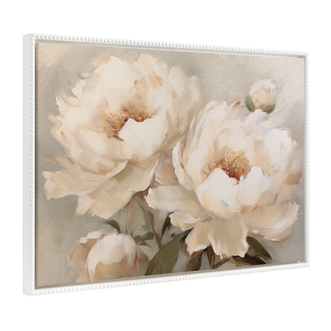 Sylvie Beaded Painterly Peonies Framed Canvas by The Creative Bunch Studio