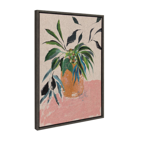 Sylvie Wild Foliage lI Neutral Linen Framed Canvas by Nikita Jariwala