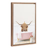 Sylvie Beaded Highland Cow with Duckling Cottage Rose Bath Framed Canvas by Amy Peterson