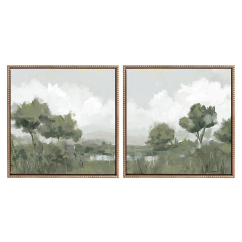 Sylvie Shades of Olive 1 and 2 Framed Canvas Art Set by Mary Sparrow