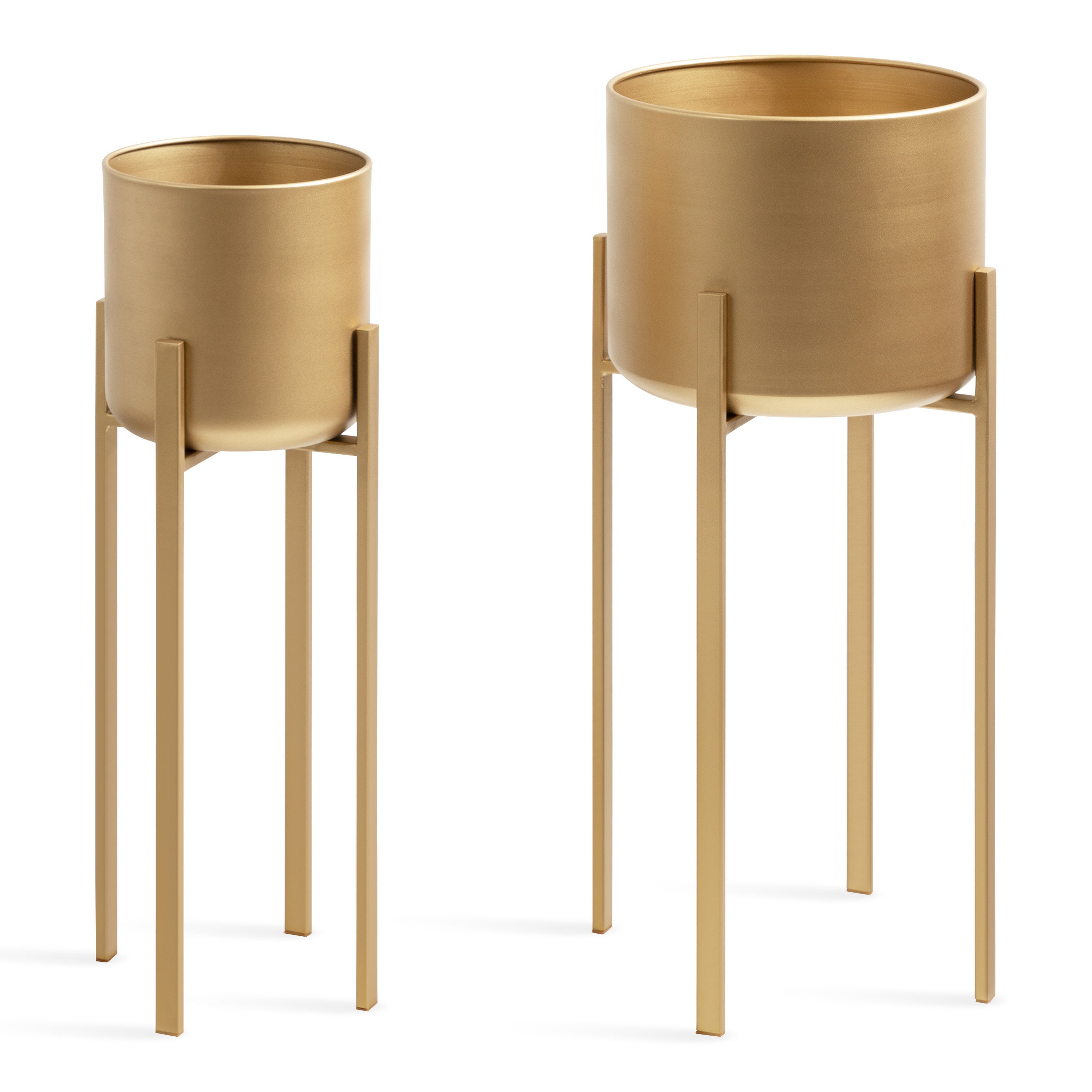 rose gold plant pot stand Kate and Laurel Gabi Decorative Glam Metal Planters, 12 x 27, Satin Gold, Modern Metallic Indoor Planters for Display and Decoration, Size: 2 Piece