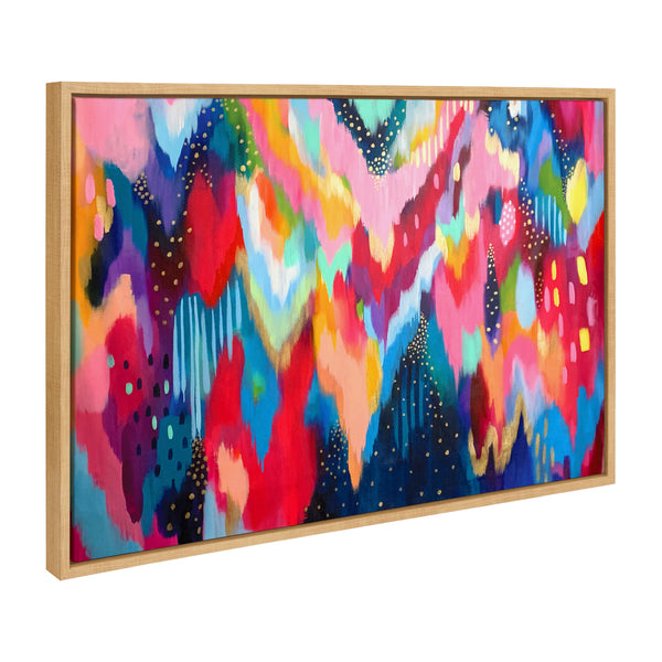 Kate and Laurel Sylvie Brushstroke 100 Bright Abstract and Framed  Canvas Wall Art Set by Jessi Raulet of Ettavee, Piece Set, 16x20 and 23x33,  Gold Frame, Colorful Striking Wall Art, Home Décor – kateandlaurel