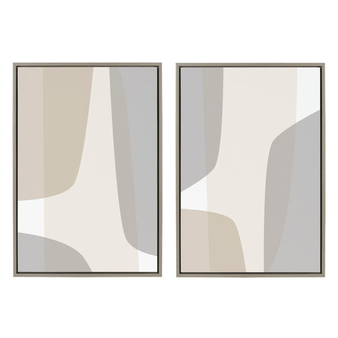 Sylvie Comforting Curves Abstract No 1 and No 2 Framed Canvas by The Creative Bunch Studio