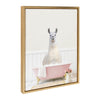 Sylvie Llama in Cottage Rose Bath Framed Canvas by Amy Peterson Art Studio