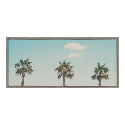 Sylvie A Trio of Palm Trees Framed Canvas by Laura Evans