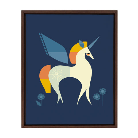 Sylvie Mid Century Unicorn Framed Canvas by Amber Leaders Designs