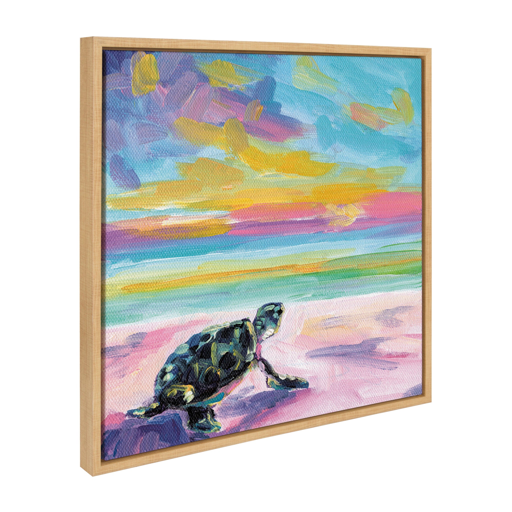 アルプスの少女　セル画コレクションAWSリミテッドセルアート「アルムの休日」 Kate and Laurel Sylvie Sunset Sea Turtle Framed Canvas Wall Art by