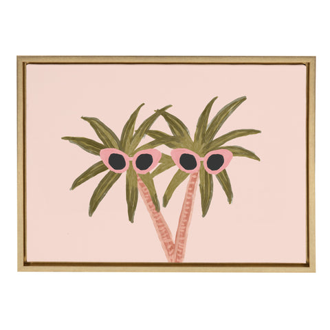Sylvie Palm Trees And Sun Framed Canvas By Kendra Dandy