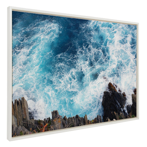 Sylvie Sea Foam Framed Canvas by Rachel Bolgov
