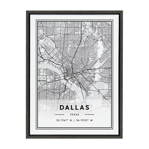 Sylvie Dallas Modern Map Framed Canvas by Jake Goossen