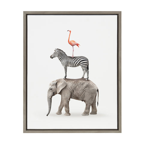 Sylvie Stacked Safari Animals Framed Canvas by Amy Peterson
