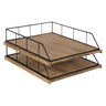 Benbrook Stacked Metal and Wood Letter Trays