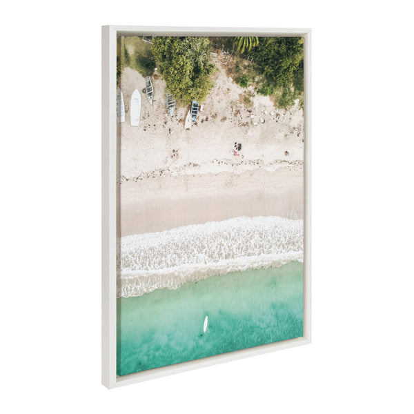 Kate and Laurel Sylvie Four Palm Trees, Tropical Beach from Above and  Tropical Palm Under Blue Sky Framed Canvas Wall Art Set by Various Artists,  Set of 3, 16x20 and 23x33 White,