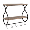 Spurling Wood and Metal Floating Wall Shelf with Hooks