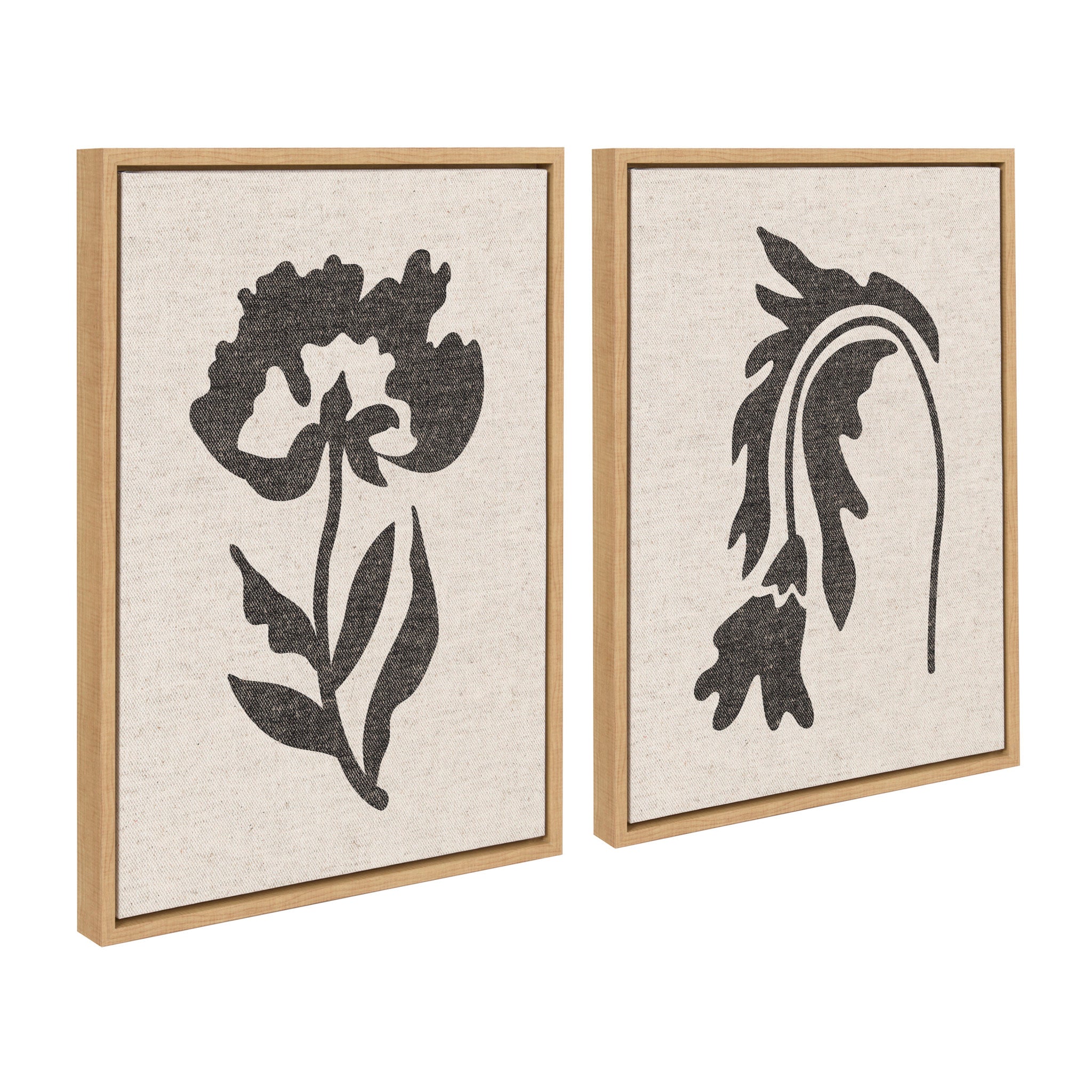 Kate And Laurel Sylvie Set Di 3 Quadri – Mucca Highland, Paesaggio Montano E Alberi Sempreverdi – Cornici Naturali 23x33 Cm, Tela Lino