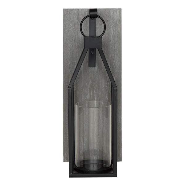 Kate and Laurel Oakly Wood and Metal Wall Sconce, Gray Wall Candle