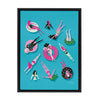 Sylvie Swimming Ladies Magenta and Blue Framed Canvas by Cat Coquillette