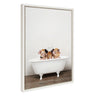 Sylvie Three Little Pigs In Vintage Bathtub Framed Canvas by Amy Peterson Art Studio