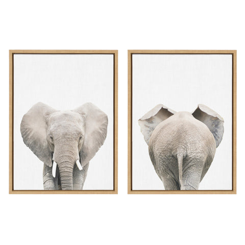 Sylvie Elephant Front and Back Framed Canvas Set by Amy Peterson Art Studio