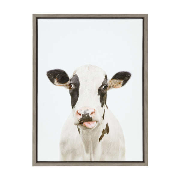 希少 Kate and Laurel Wall Framed Sylvie Print Black Art, Baby Natural, White  Calf, Canvas Farm Animal Portrait and 18x24 イベント、販促用