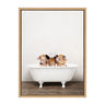 Sylvie Three Little Pigs In Vintage Bathtub Framed Canvas by Amy Peterson Art Studio