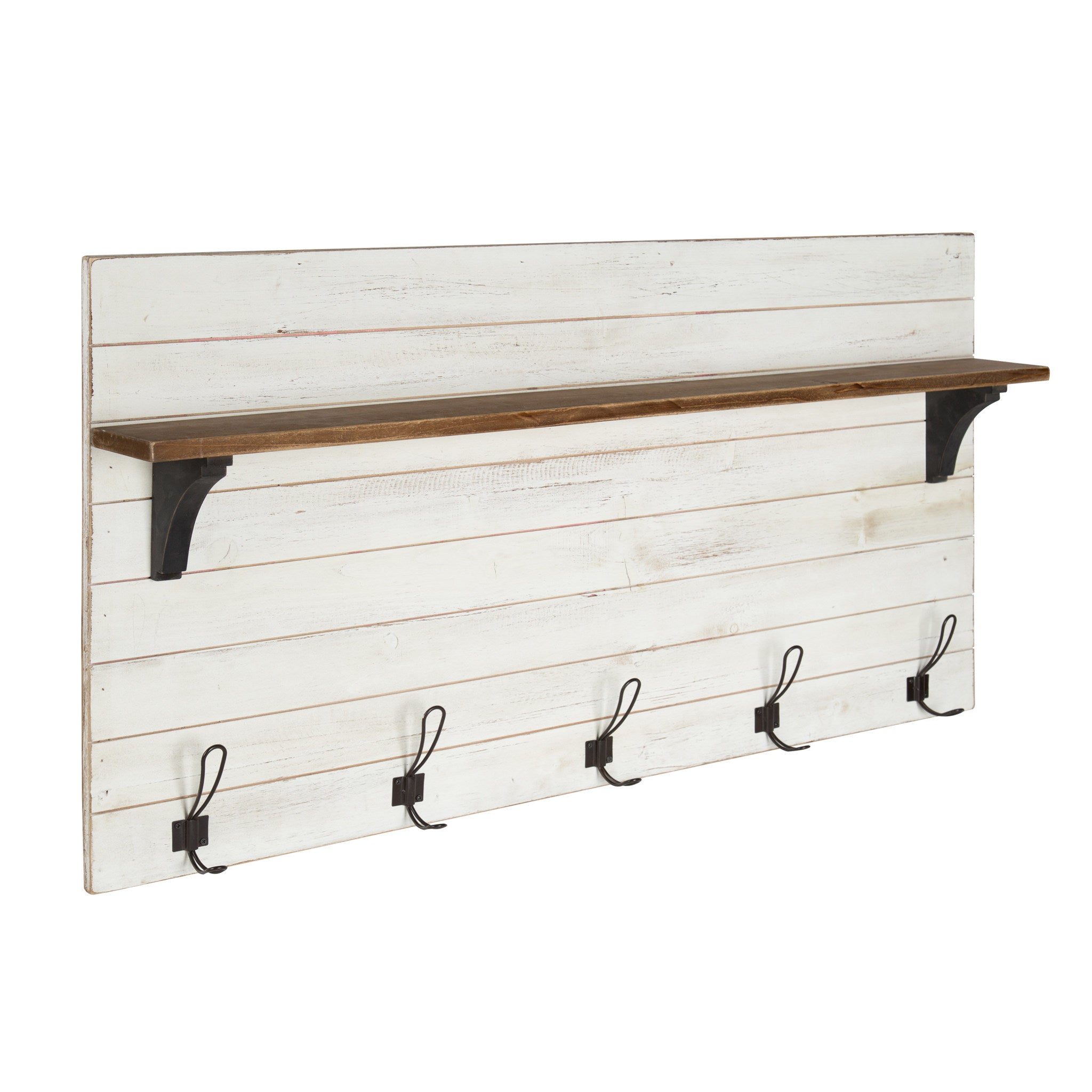 Kate and Laurel Jeran Farmhouse Distressed Shiplap Wood Wall Shelf