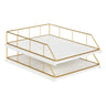 Benbrook Stacked Metal and Wood Letter Trays