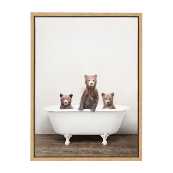 Kate and Laurel Sylvie Three Little Bears in Vintage Bathtub Framed Canvas  Wall Art by Amy Peterson, 18x24 Natural, Adorable Animal Art for Wall –  kateandlaurel