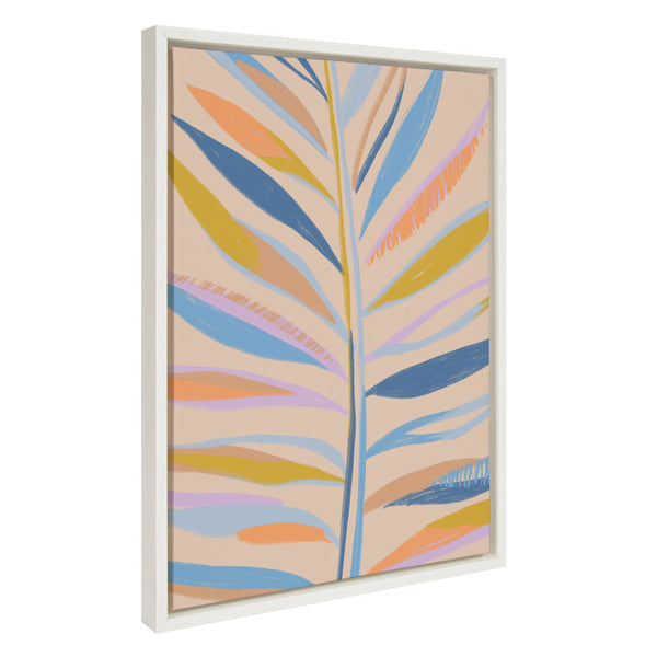 DesignOvation Sylvie Rainbow Palms Framed Canvas Wall Art by Kasey Free, 18x24  White, Exotic Tropical Home Decor – kateandlaurel