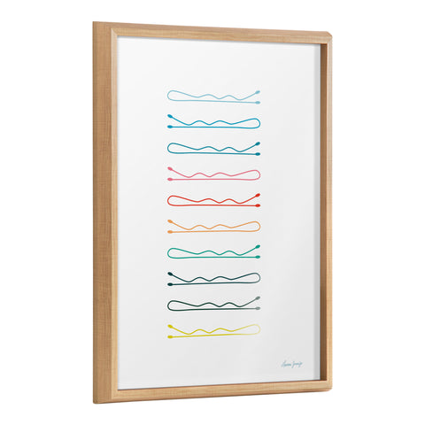 Blake Colorful Bobby Pins Framed Printed Glass by Leonora Jennifer Benza of Yellow Heart Art