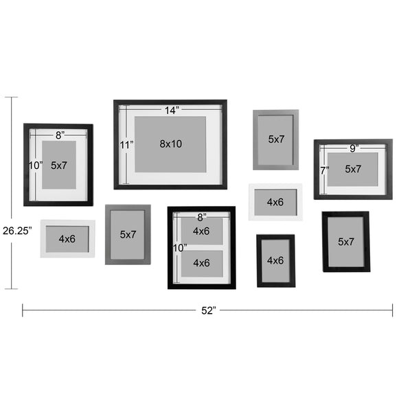 Kate and Laurel Gallery 10-Piece Wall Picture Frame Kit, Set of 10 with Assorted  Size Frames in Four Different Finishes: Gold, White, Black, and Walnut  Brown – kateandlaurel