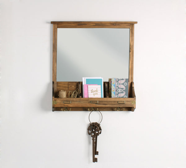 Mirror with shelf and key hooks hotsell