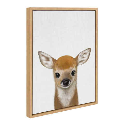 Sylvie Baby Deer Color Illustration Framed Canvas by Simon Te of Tai Prints