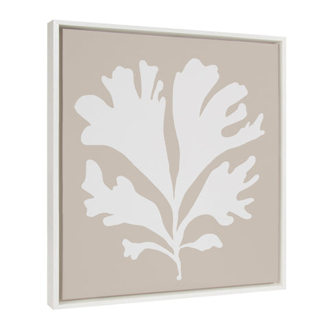 Sylvie Sophisticated Neutral Coral Beige Framed Canvas by The Creative Bunch Studio