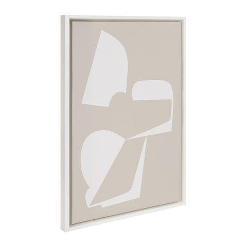 Sylvie Eye Catching Sleek Abstract 3 White and Beige 23x33 Framed Canvas by The Creative Bunch Studio
