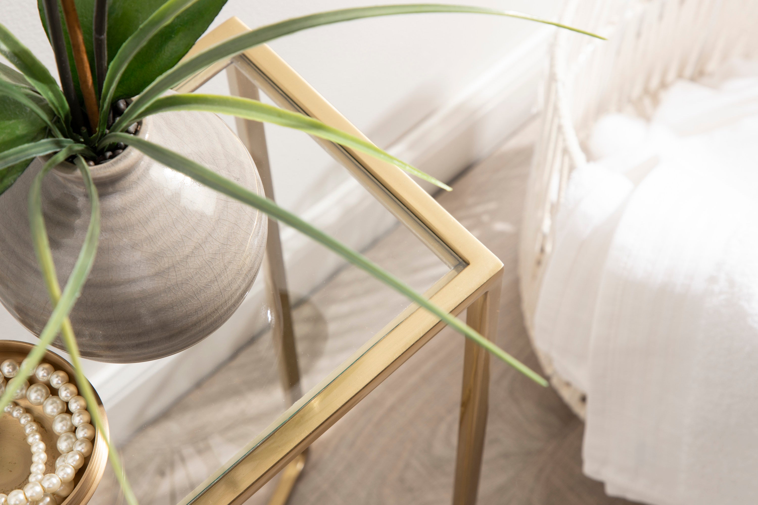 Side Table Clear Gold 16x8x24 6