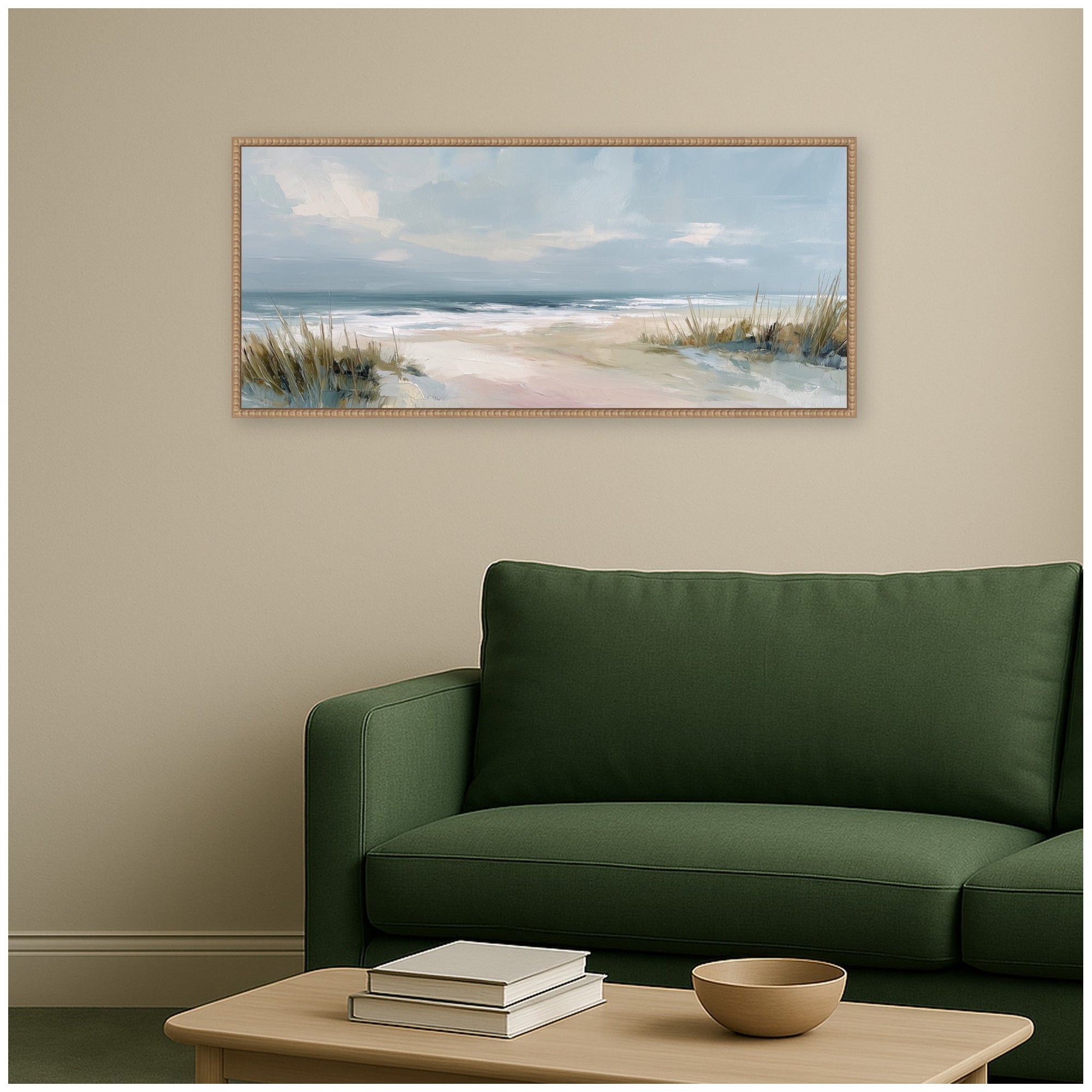 Framed Canvas 40x18 Sylvie Beaded Rustic Natural 7