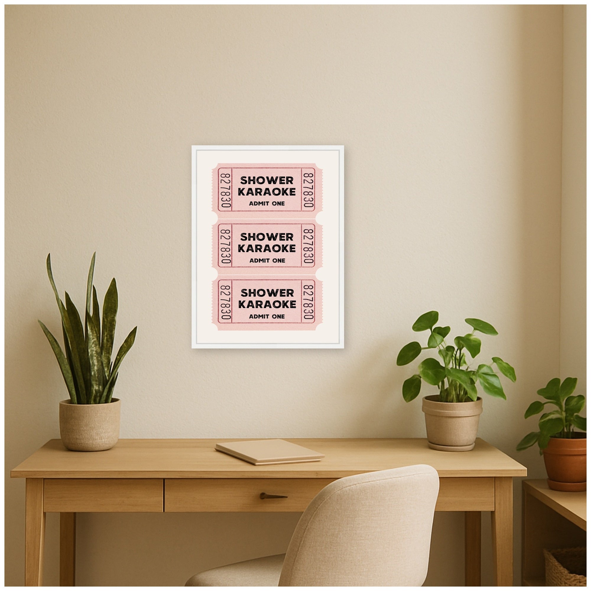 Shower Karaoke Tickets by Megan Ryan Framed Canvas Wall Art Print